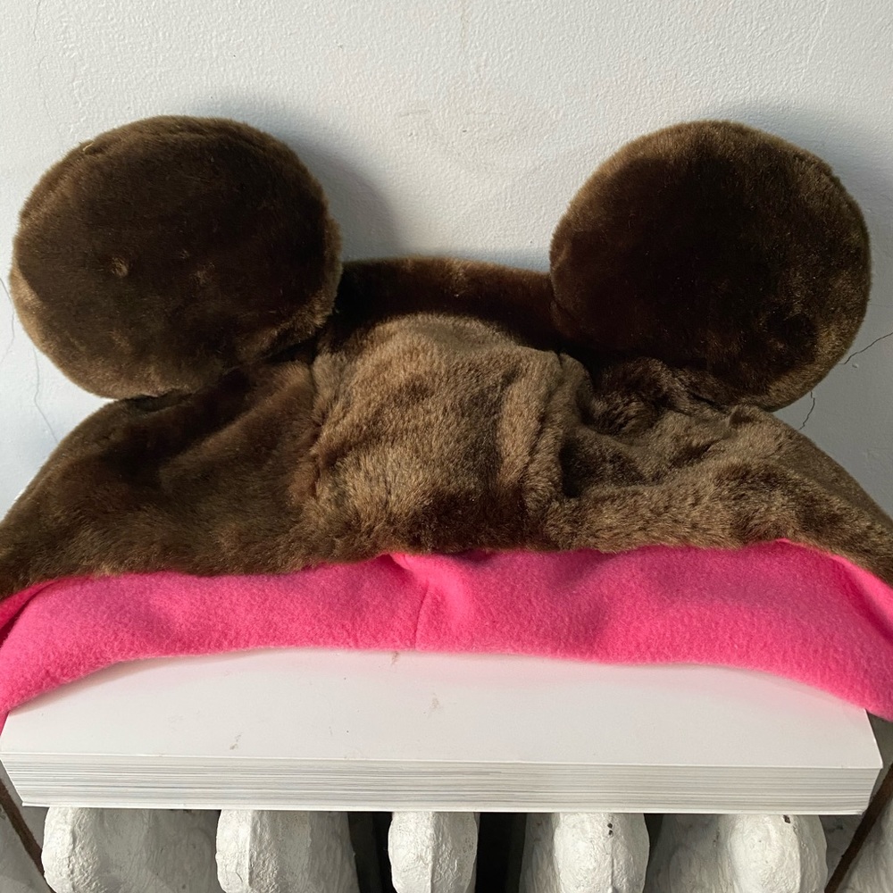 Bear Hat with Pink Fleece lining